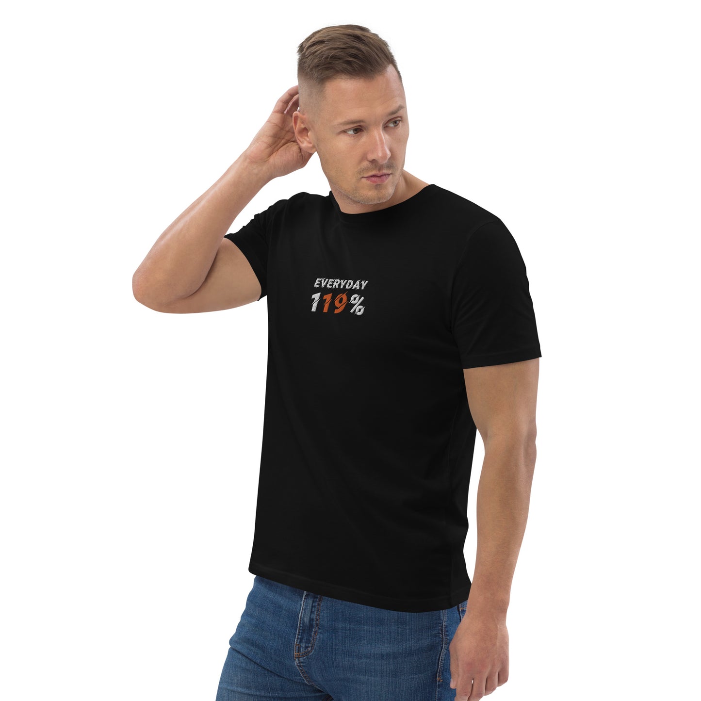 "Everyday 119%" besticktes Shirt Unisex (schwarz)
