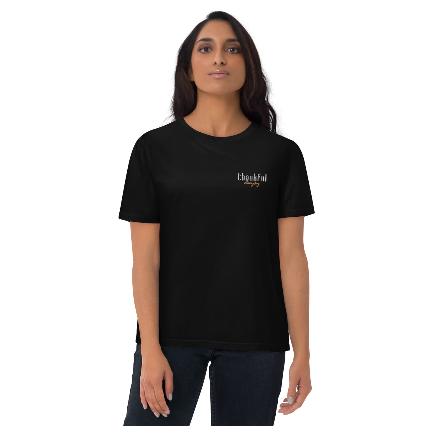 "Thankful Everyday" besticktes Shirt Unisex (schwarz)