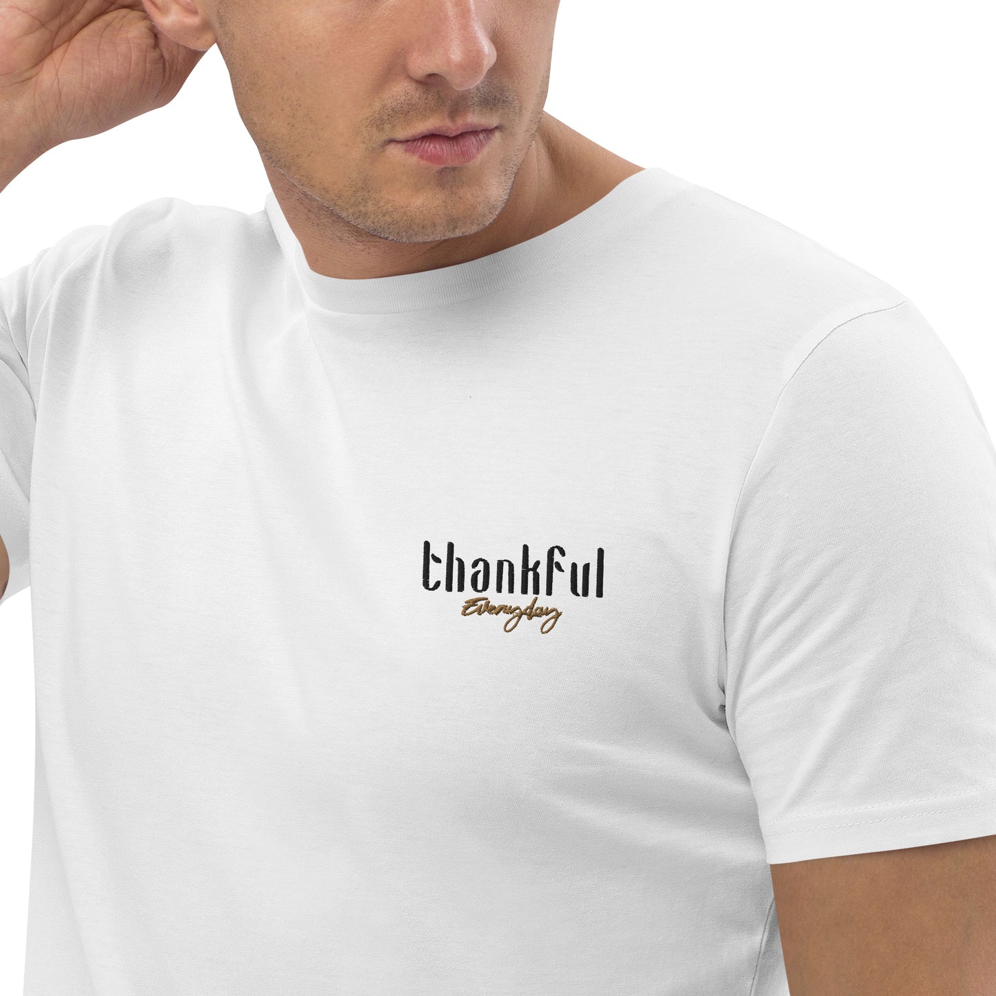 "Thankful Everyday" besticktes Shirt Unisex (weiß)